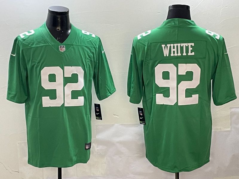 Men Philadelphia Eagles 92 White Green 2025 Nike Limited NFL Jersey style 1